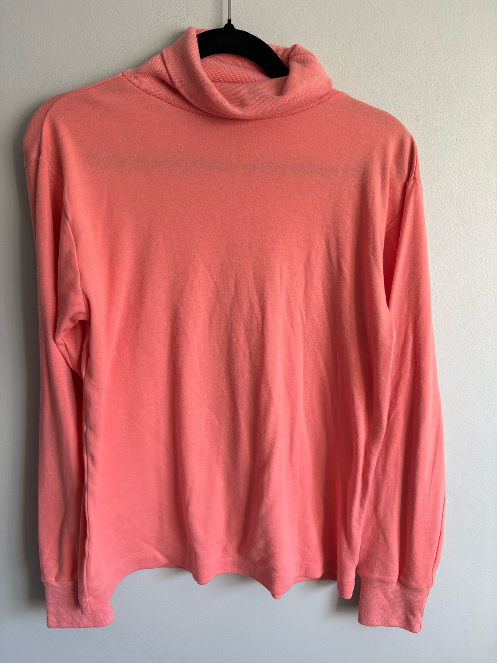 VINTAGE 1980s Paris Sport Club Coral Turtle Neck Top